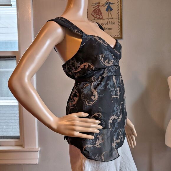 Vintage Y2K AB Studio Going Out Top Paisley Glitter Whimsygoth Size M - Picture 2 of 9